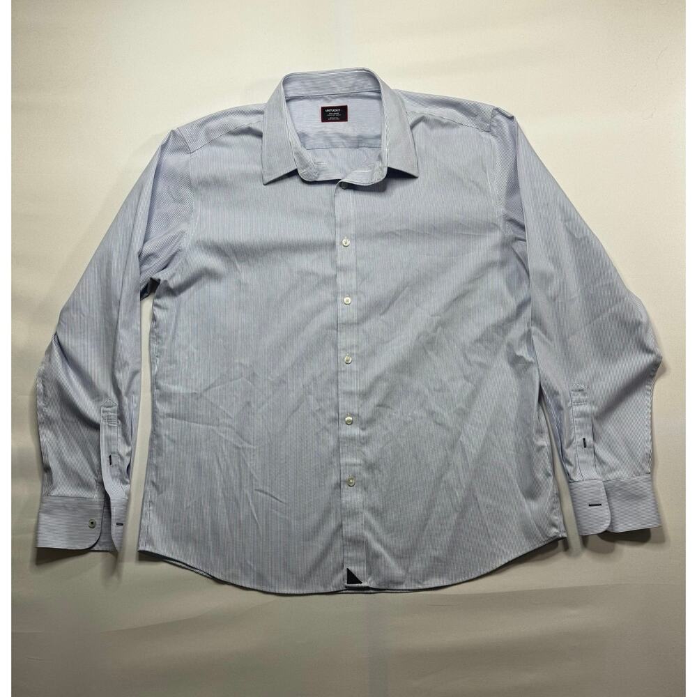 UNTUCKit Men's Long Sleeve Blue Pinstriped Button Up Shirt - Size 2XL*